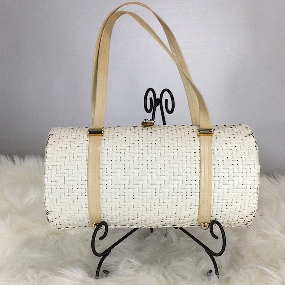 White Barrel Basket Purse by Bijoux Medici
